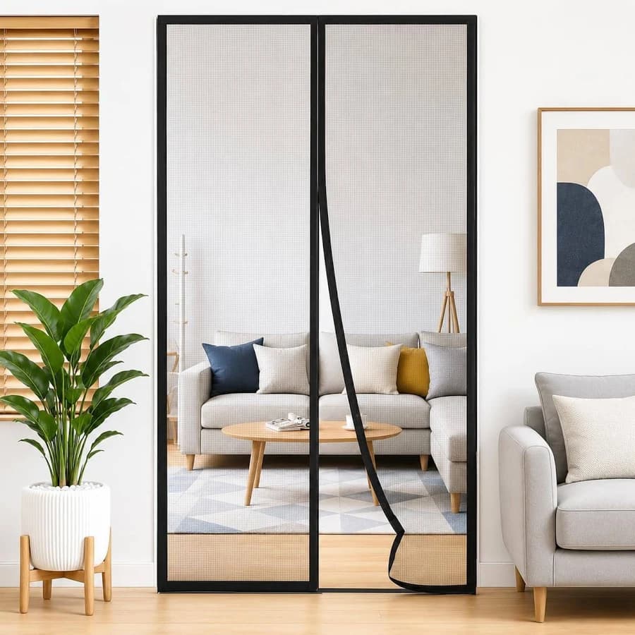Premium magnetic mosquito door net in modern home doorway