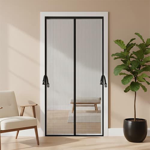 Magnetic mosquito door net mesh installed in living room